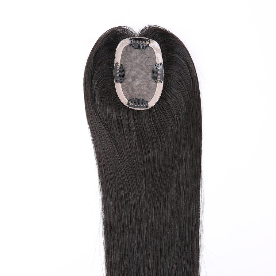 Topper Hair Pieces 100% Human Hair Natural Black Mono Base