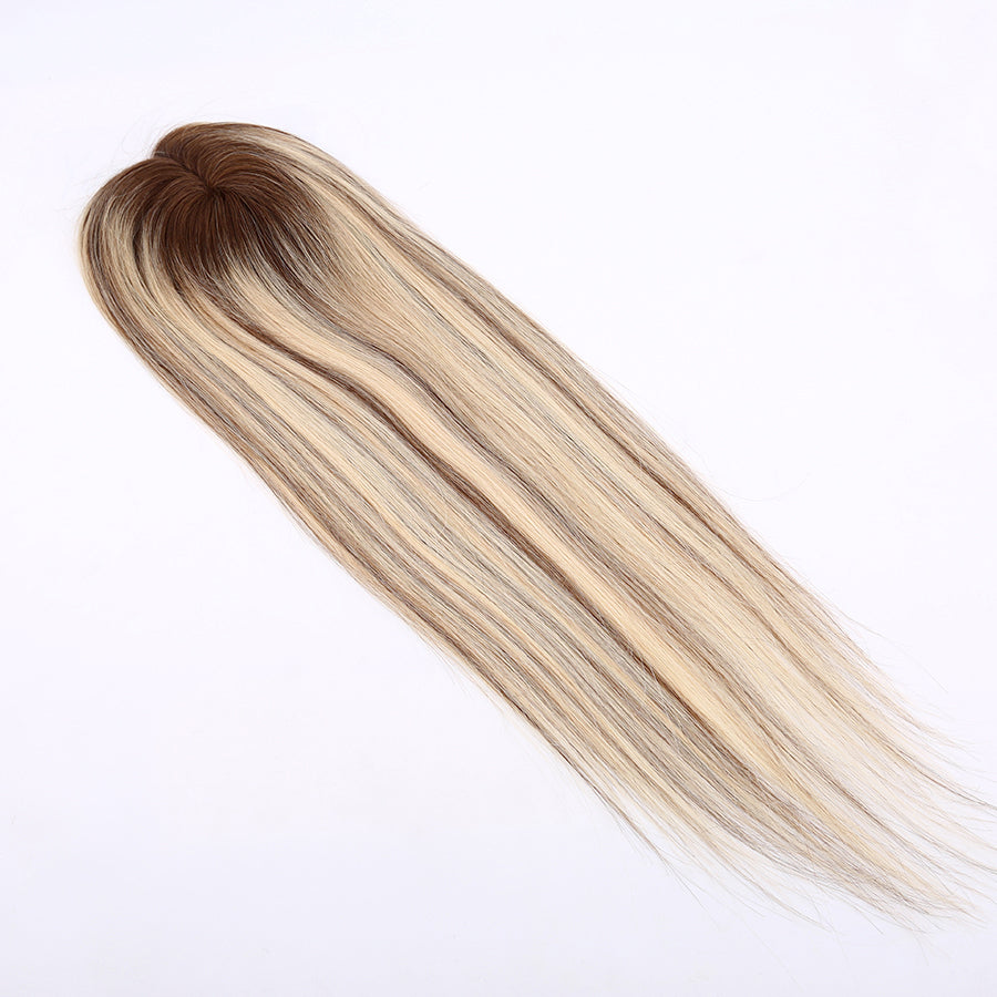 Human  Hair Topper Highlight Mono Base With Pu Around For Women Hair Loss