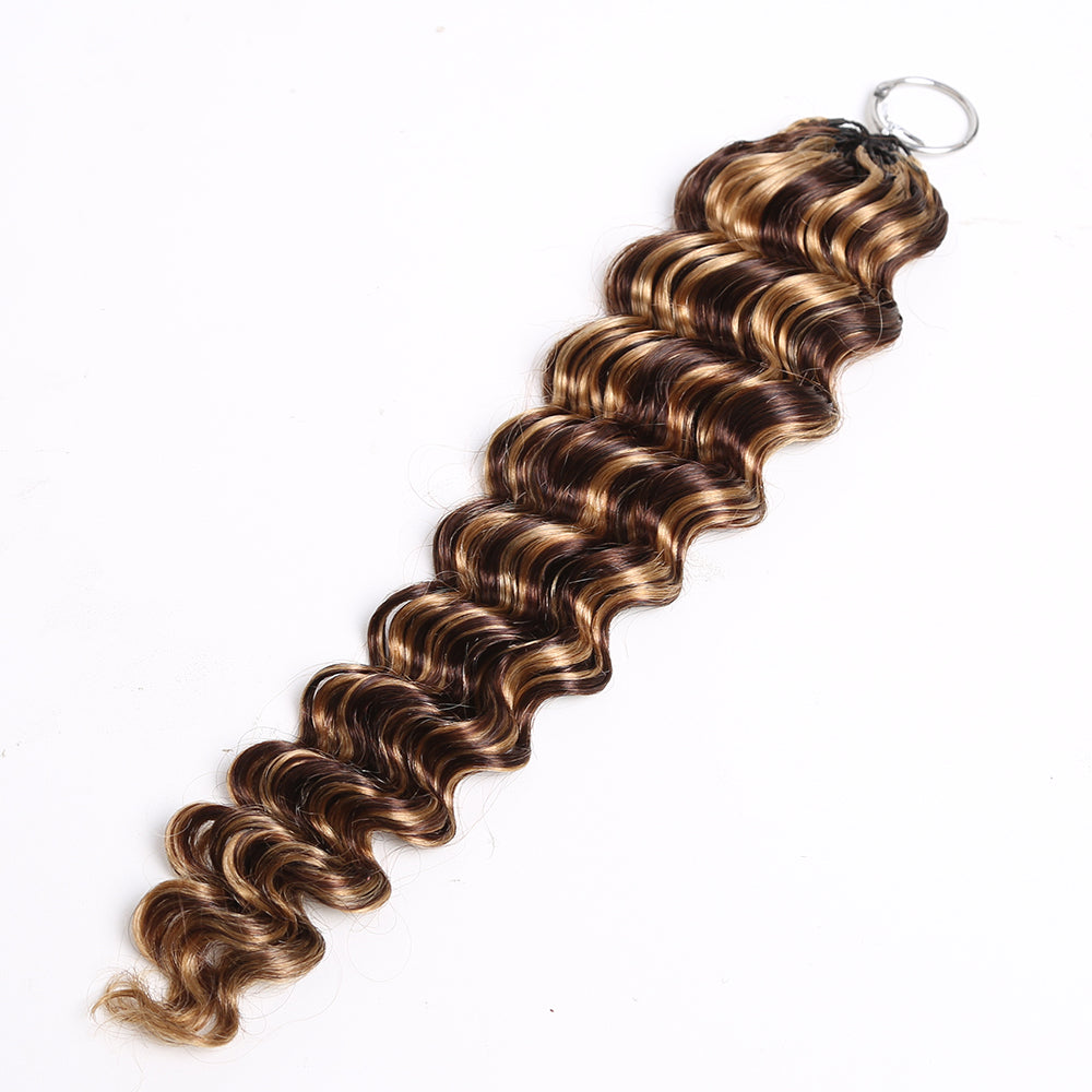 Crochet Hair Extensions Brown with Honey Blonde Highlight Human Hair