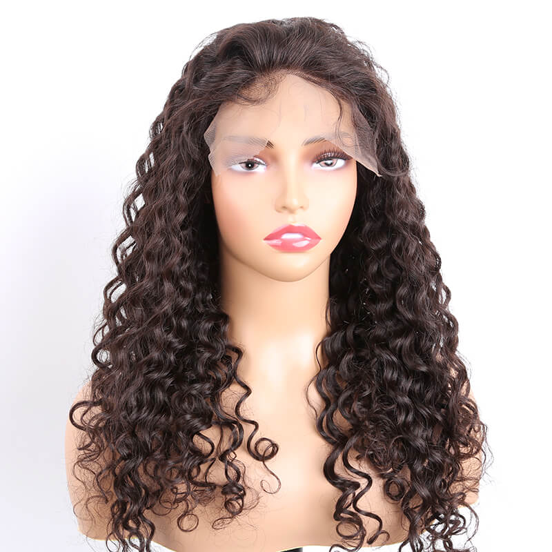 Virgin Human Hair Curly Glueless Full Lace Wig 20inch Natural Black