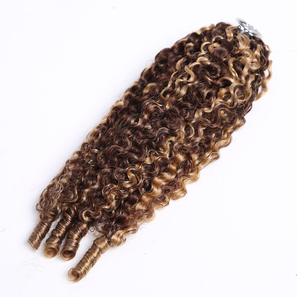 Crochet Hair Extensions Brown with Honey Blonde Highlight Human Hair