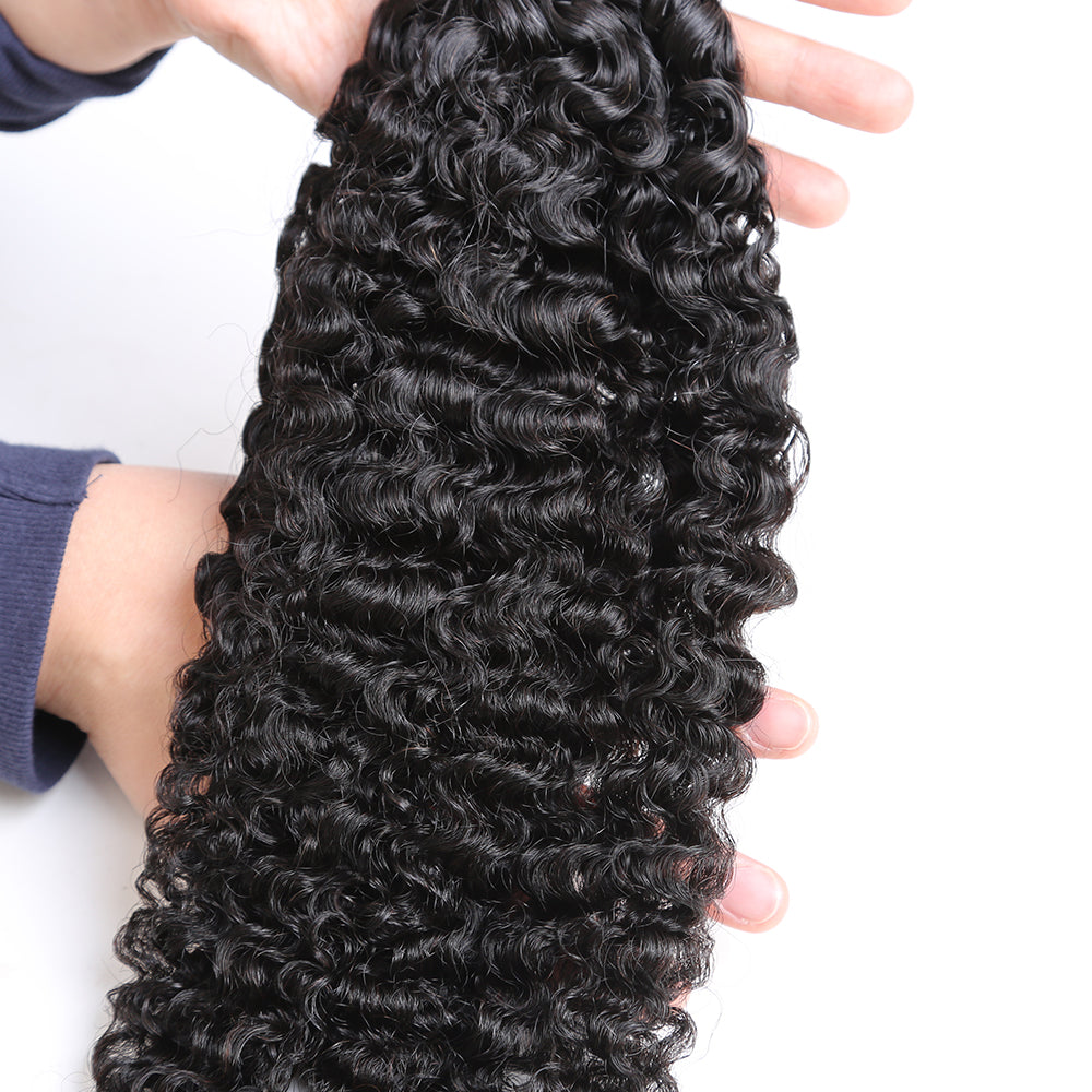 100% Real Human Hair Curly Crochet Hair, Natural Black Protective Braiding Hair