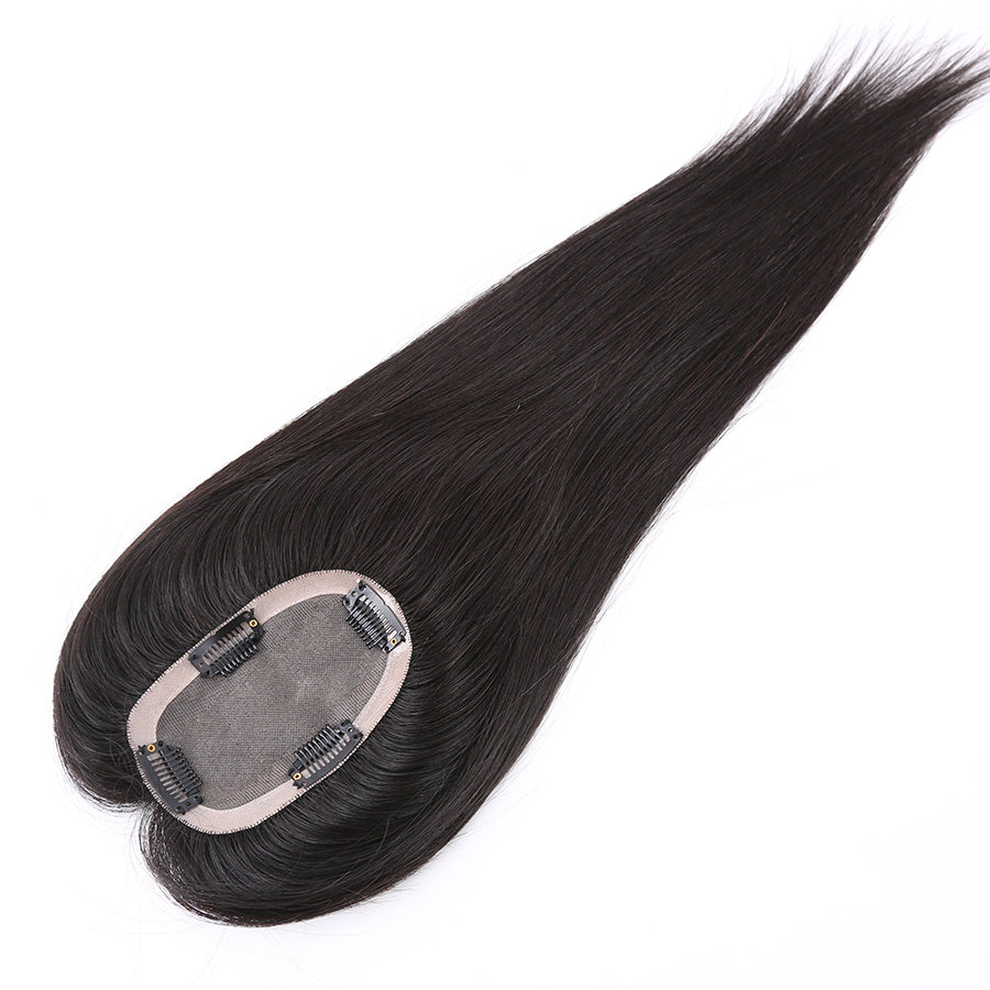 Topper Hair Pieces 100% Human Hair Natural Black Mono Base