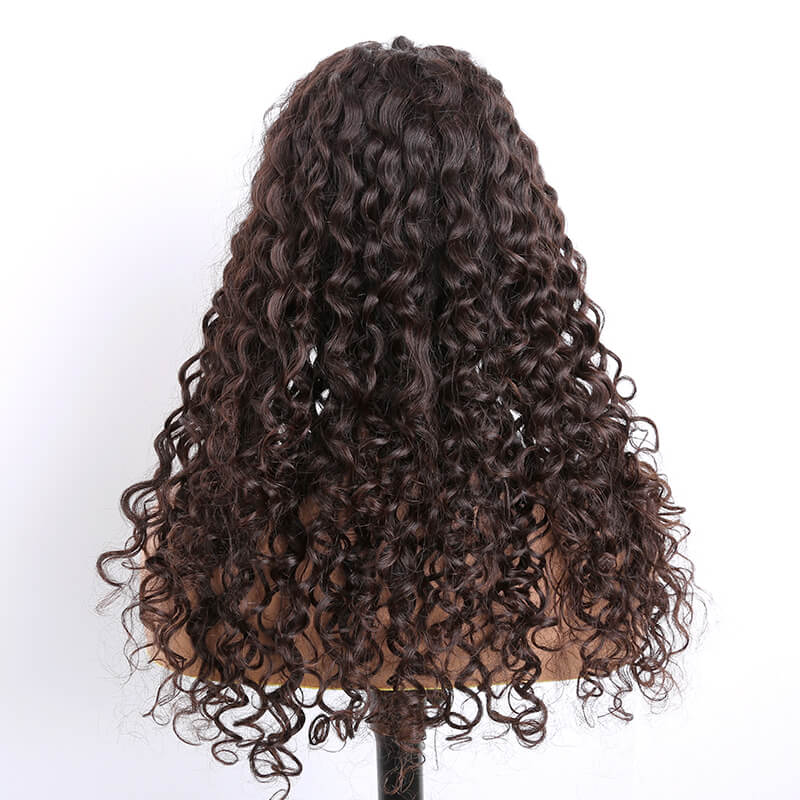 Virgin Human Hair Curly Glueless Full Lace Wig 20inch Natural Black