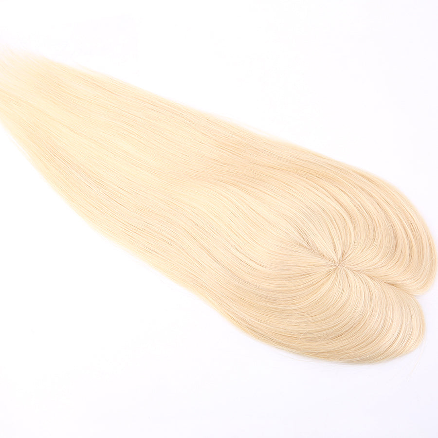 Hair Topper For Women Blonde Human Hair Pieces Mono Base With Pu Around