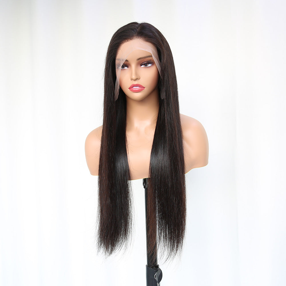Customized High Density 200-250% Straight Invisible HD Full Frontal lace wig