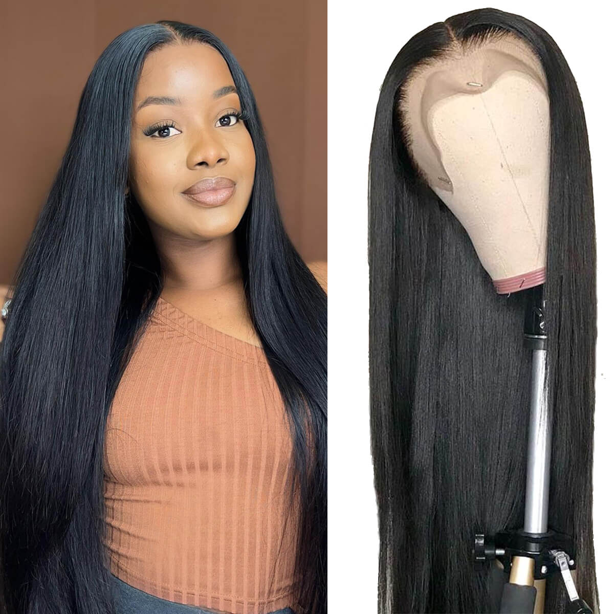 Lace Front Wig 13x4 Transparent Glueless Straight Human Hair Wigs