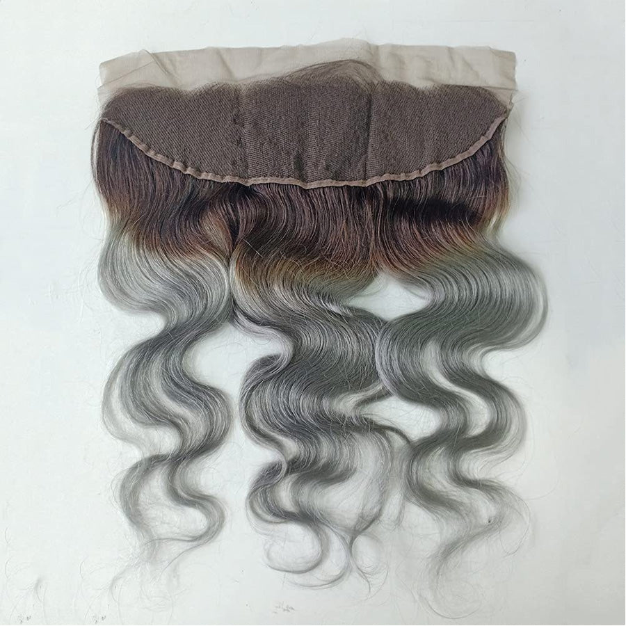 Black gray ombre hair lace frontal