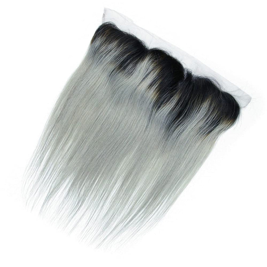 dark rooted grey ombre hair lace frontal