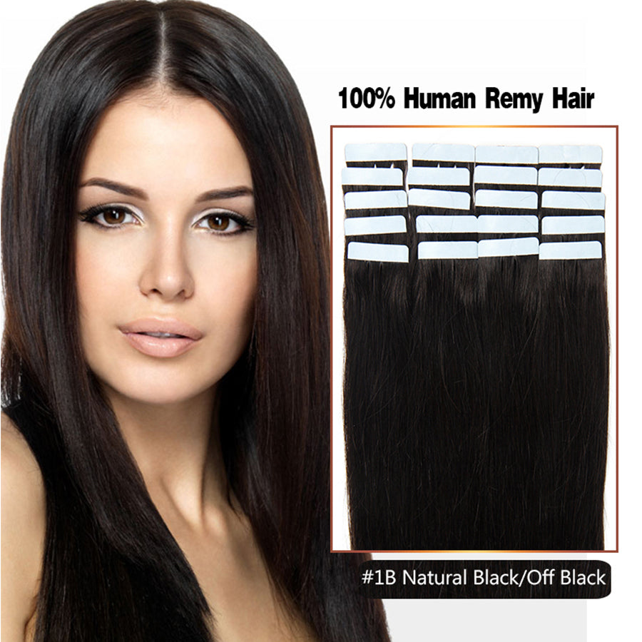 Tape in Human Hair Extensions Straight PU Skin Weft Hair