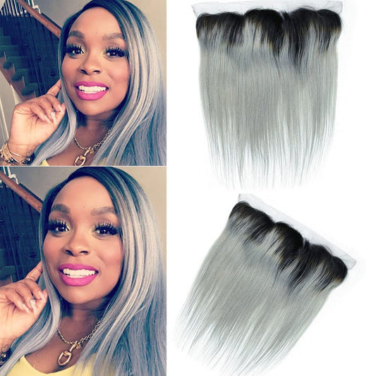1B gray ombre human hair lace frontal