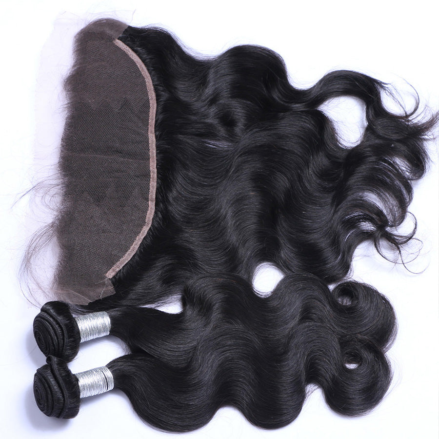 Black human hair bundles and lace frontals