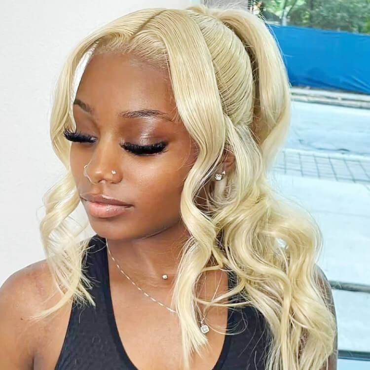 blonde human hair 360 lace frontal wig