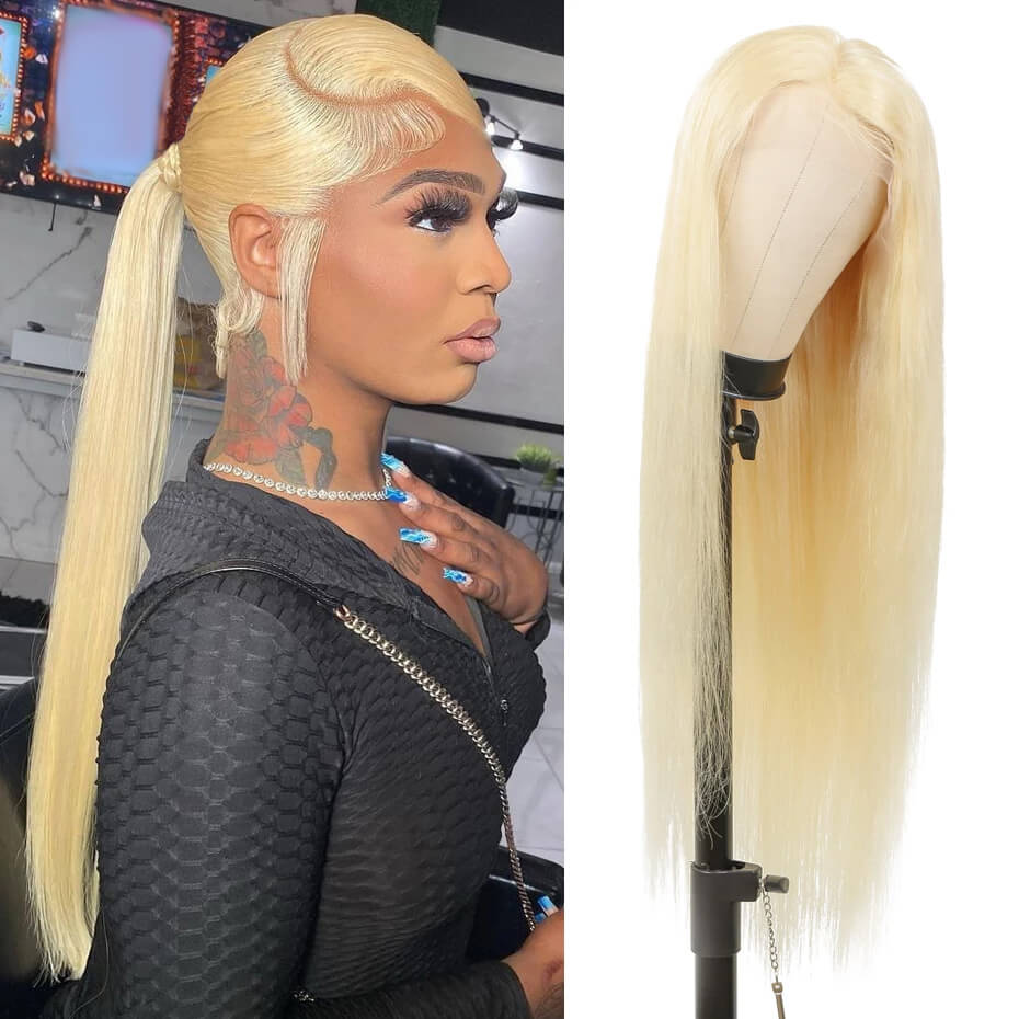 360 lace wig blonde human hair