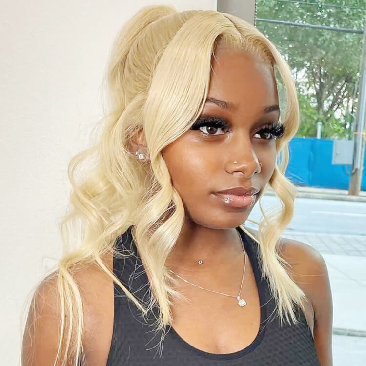 360 lace wig blonde human hair