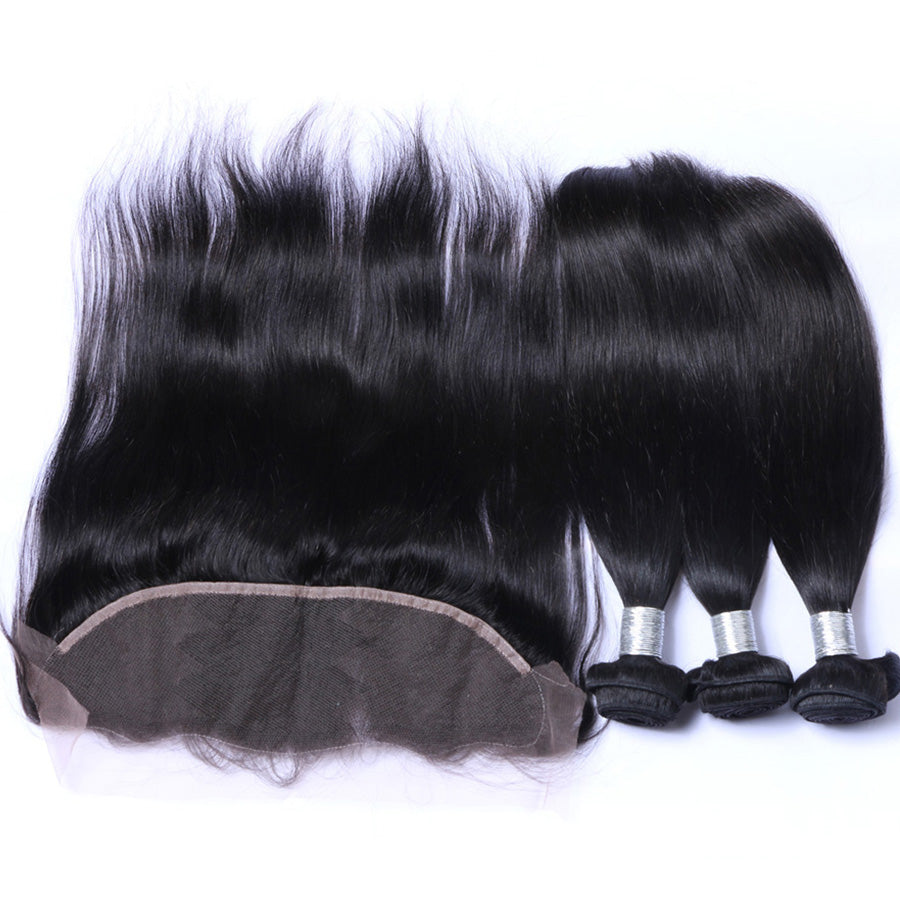 13x4 lace frontal and natural hair weft bundles