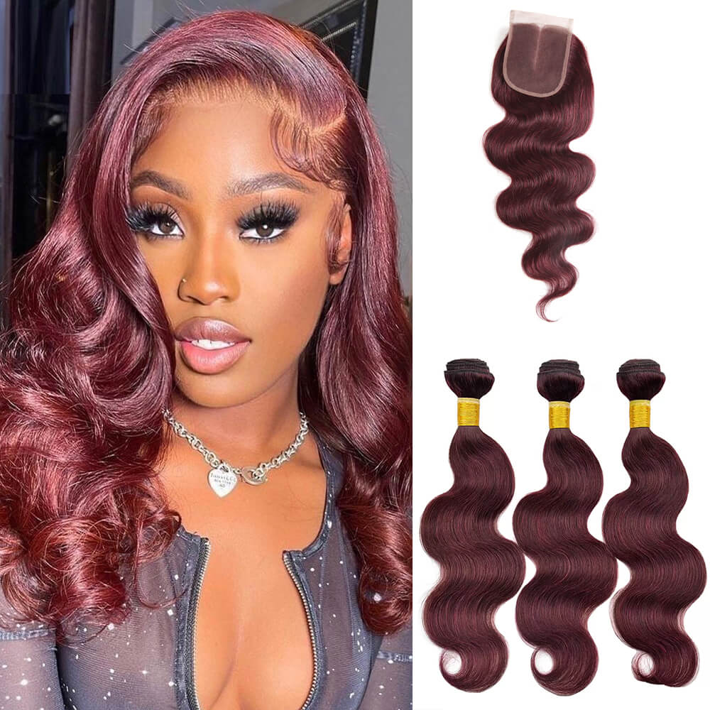 99j human hair bundles with closure