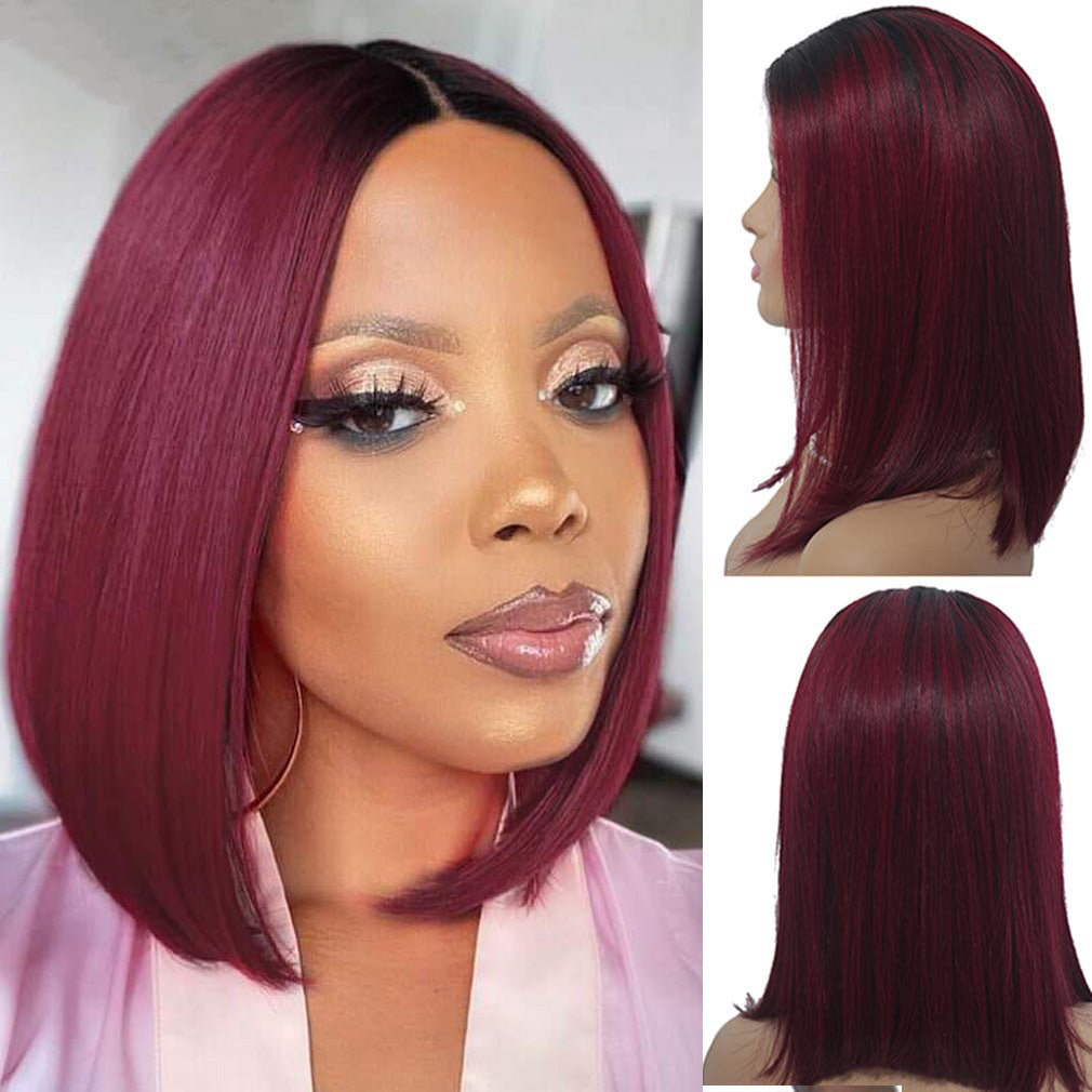 Burgundy ombre wig