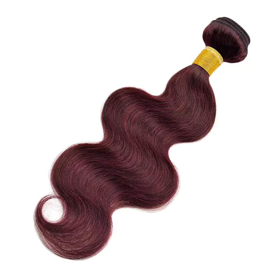 Human Hair Weave 3 Bundles with Lace Closure 4x4 Burgundy 99j Body Wave