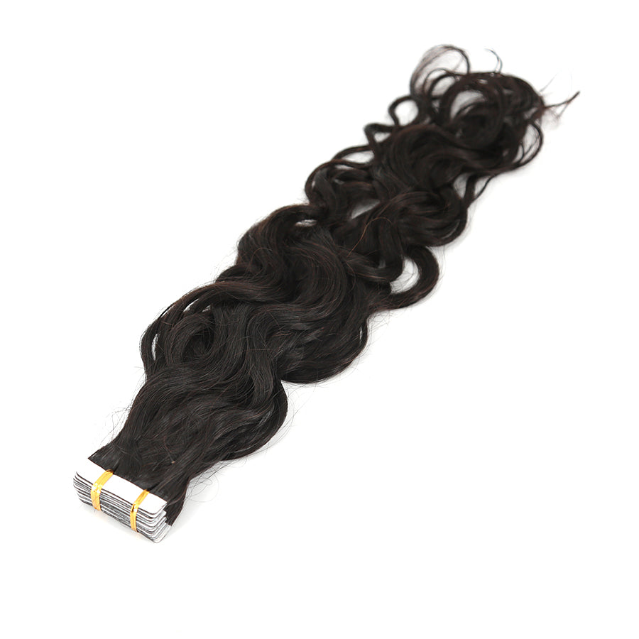 natural wave black human hair tape in extension