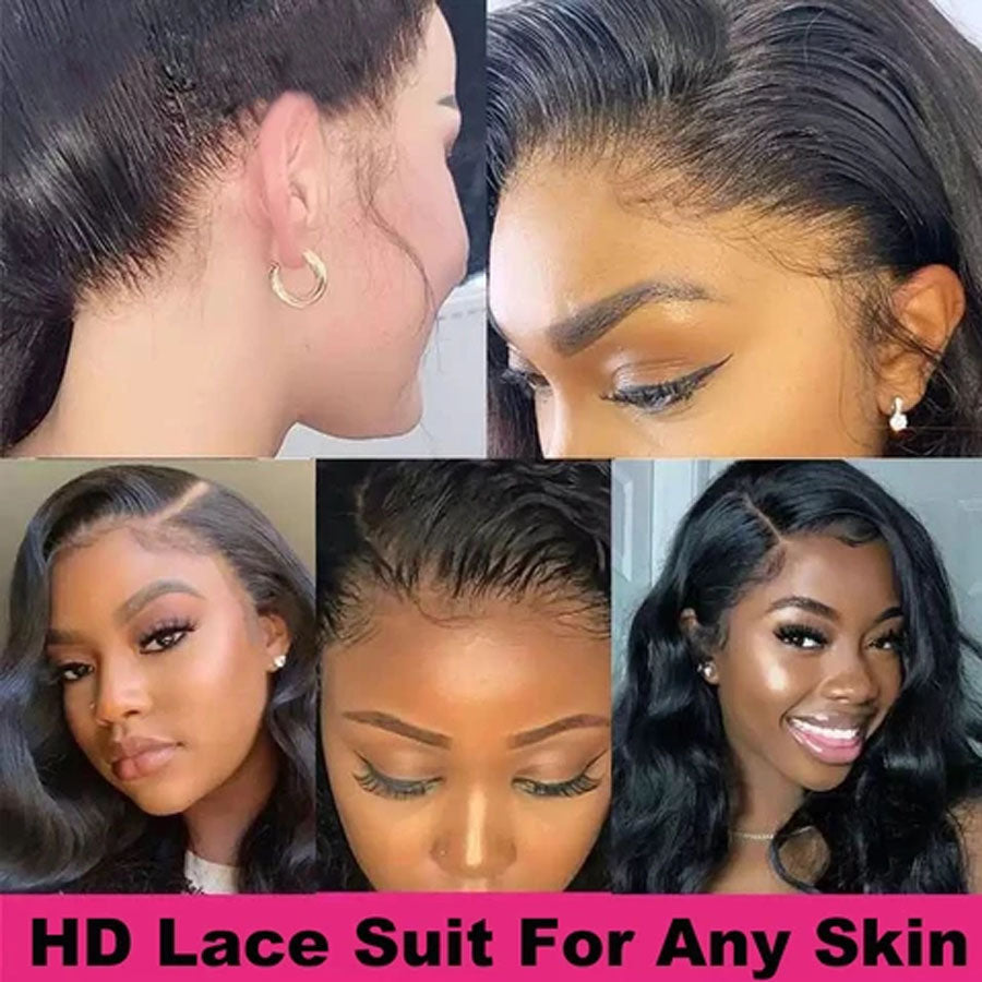 customers wearing hd lace frontal wigs