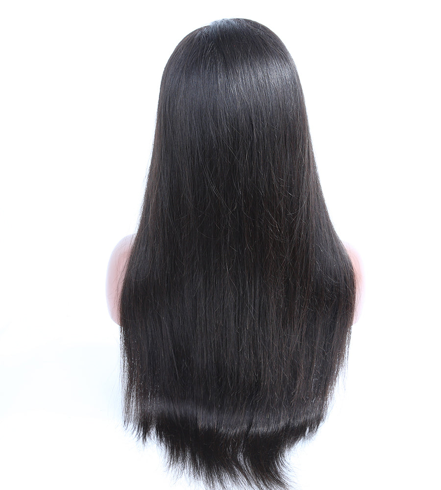 straight black human hair wig