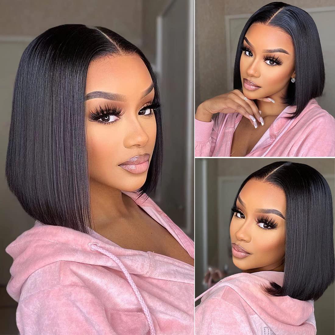 Black bob wig human hair lace front wigs