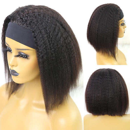 kinky straight bob headband wigs