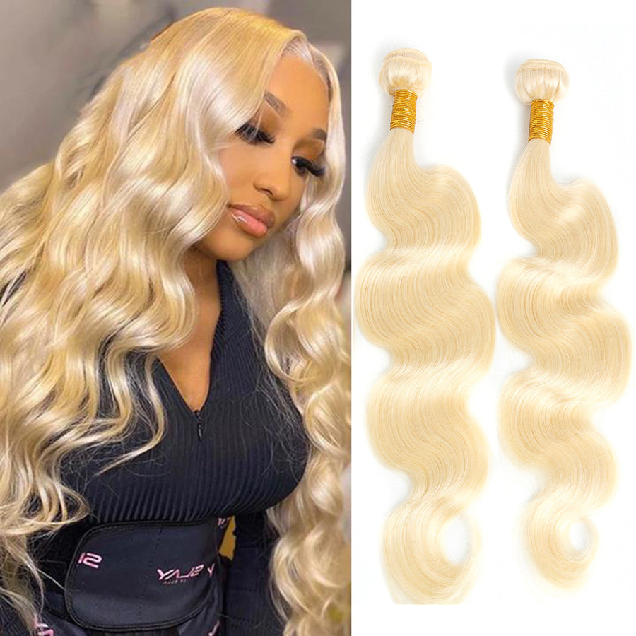 Luxury blonde wavy human hair bundles