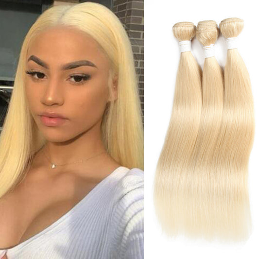 Blonde 613 Weft Human Hair Weaving Silky Straight 10-30inch Bundles Hair 4pcs/Lot