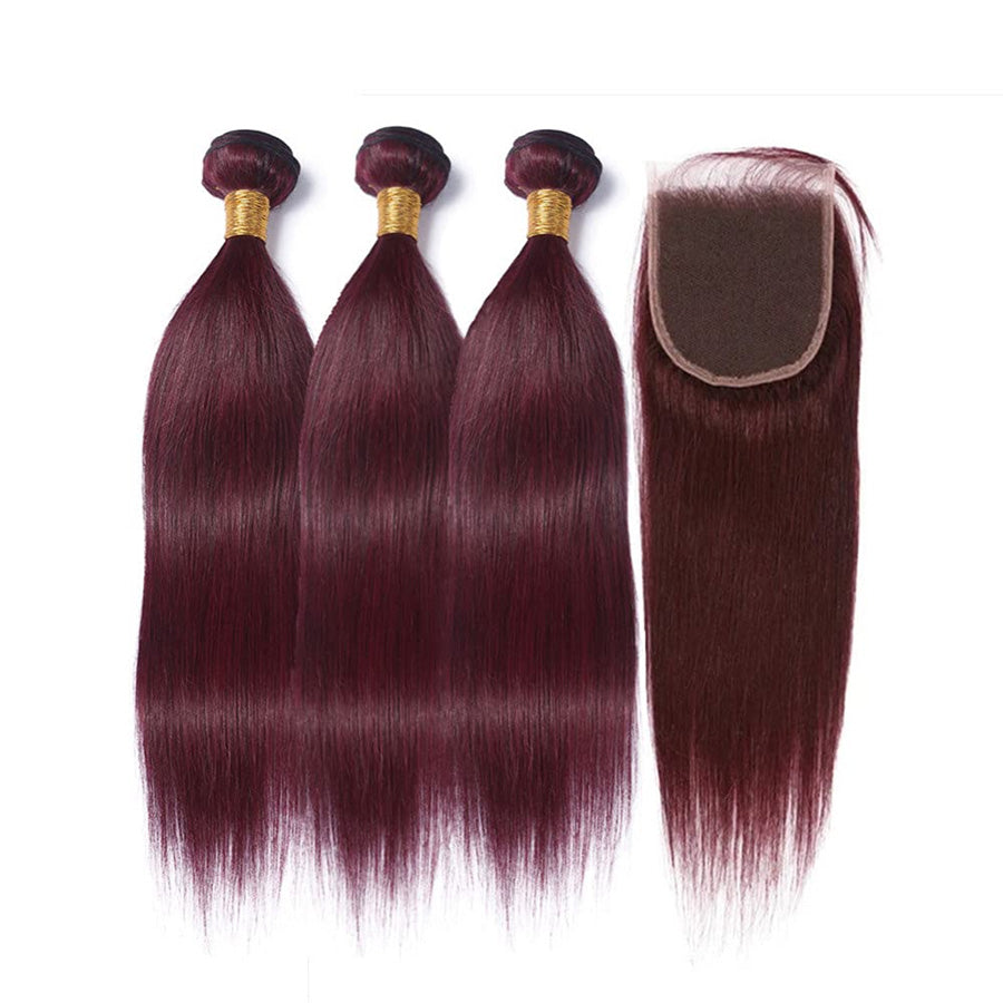 99j human hair lace closure with 3 hair bundles