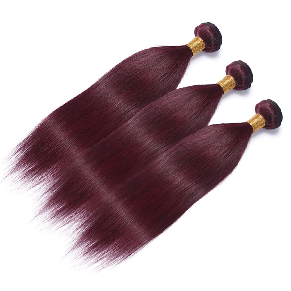3 burgundy human hair bundles