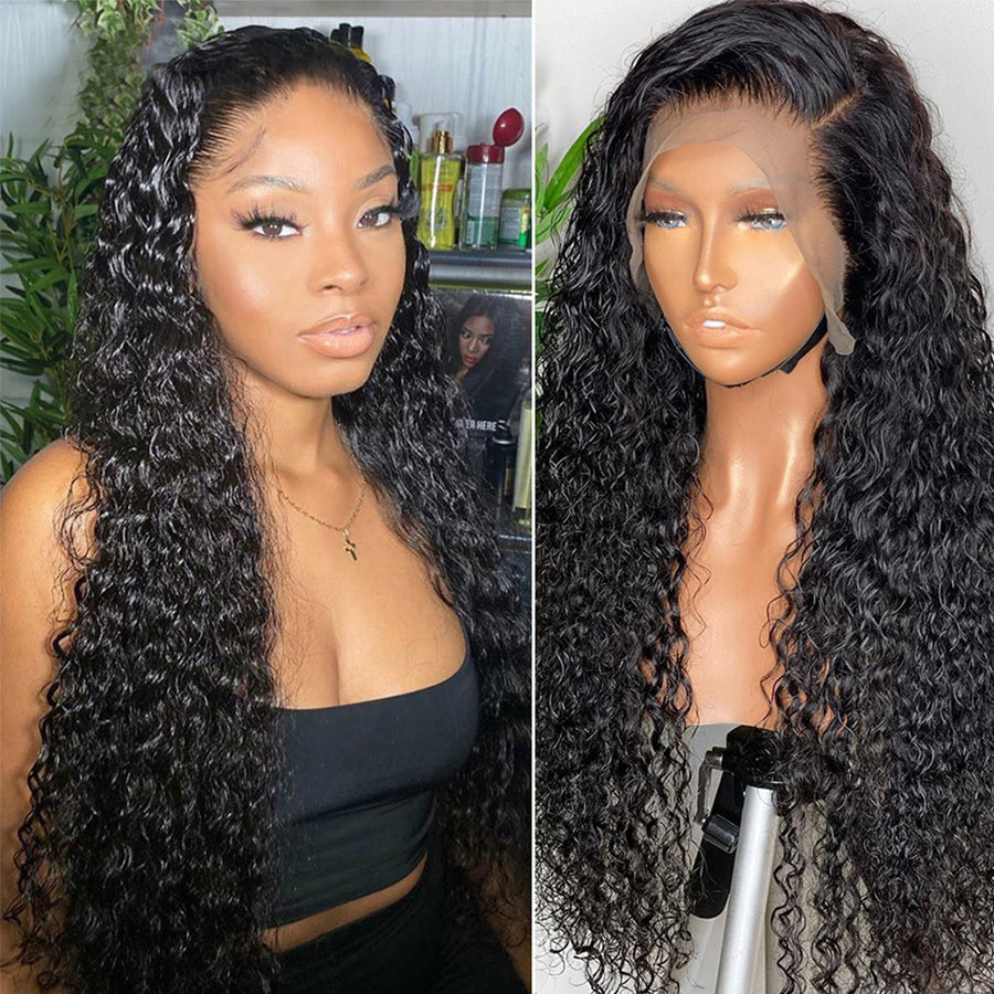 sexy black woman with a curly hair 13x4 lace front wig