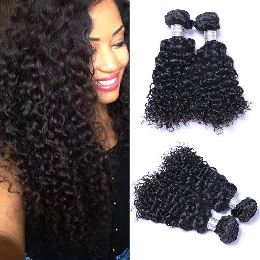 Curly human hair weave bundles