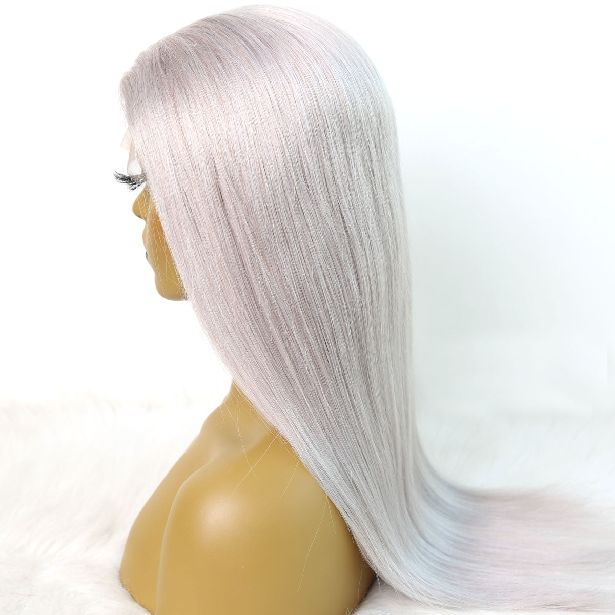 Long gray human hair wig