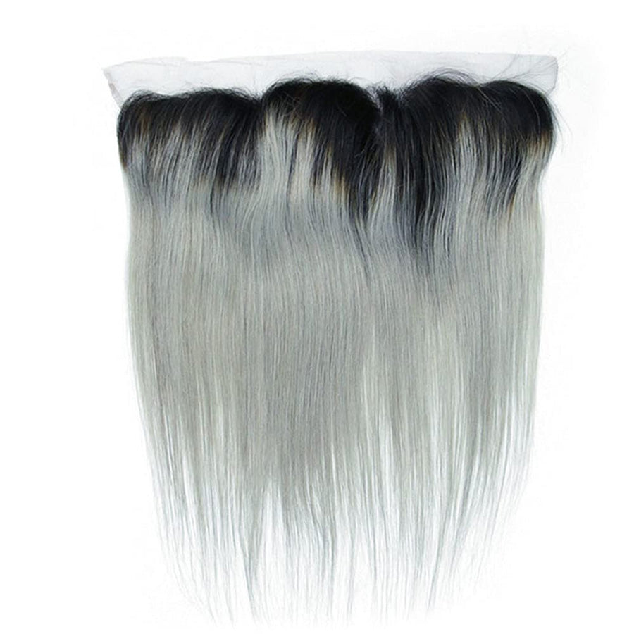 Black grey ombre hair lace frontal