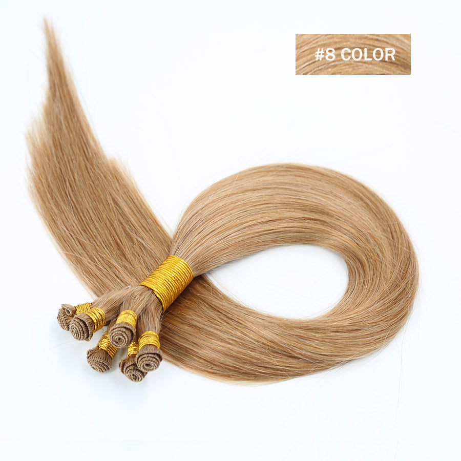 hand tied light brown human hair wefts