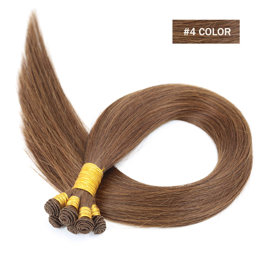 brown human hair wefts hand tied