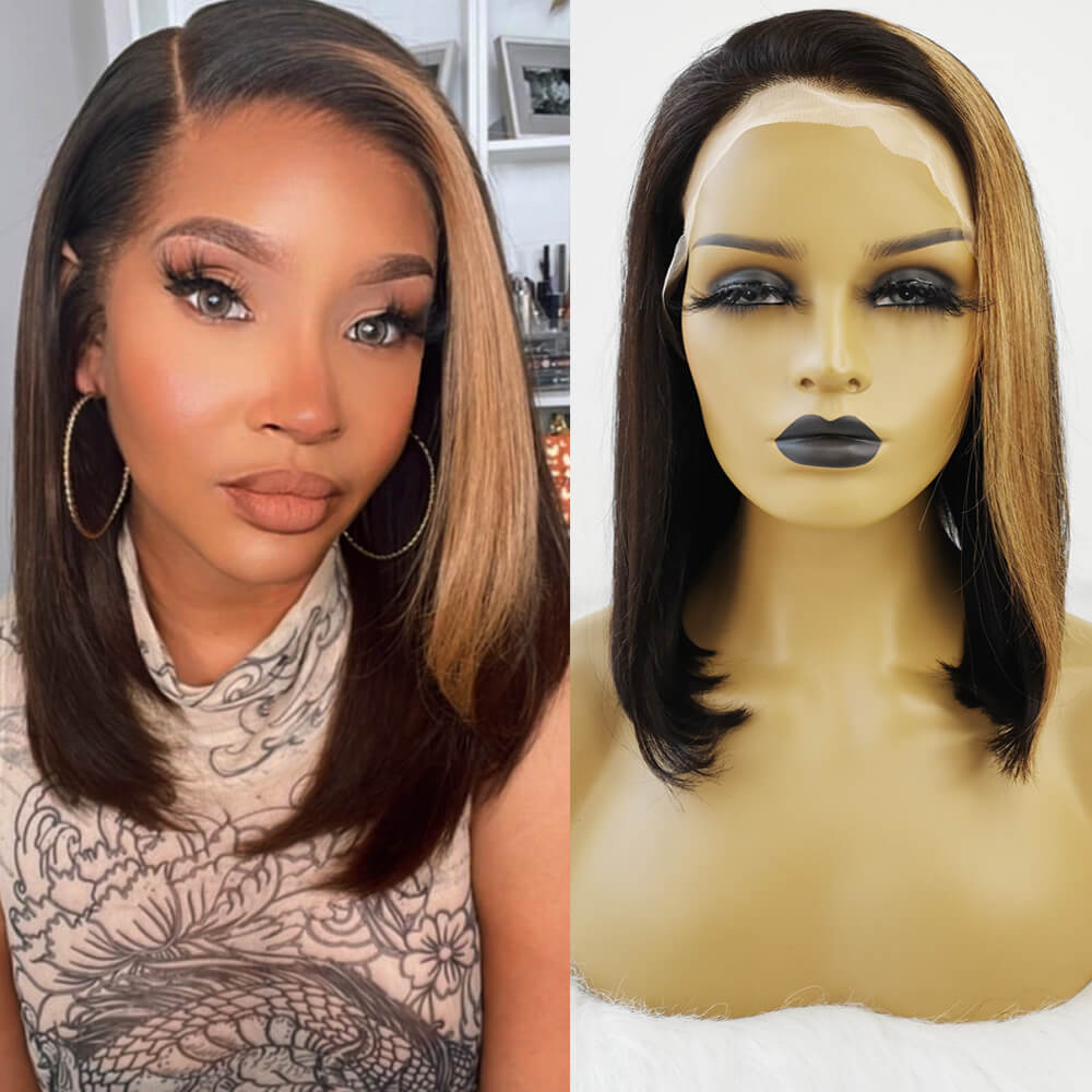 Honey blonde highlight bob wig