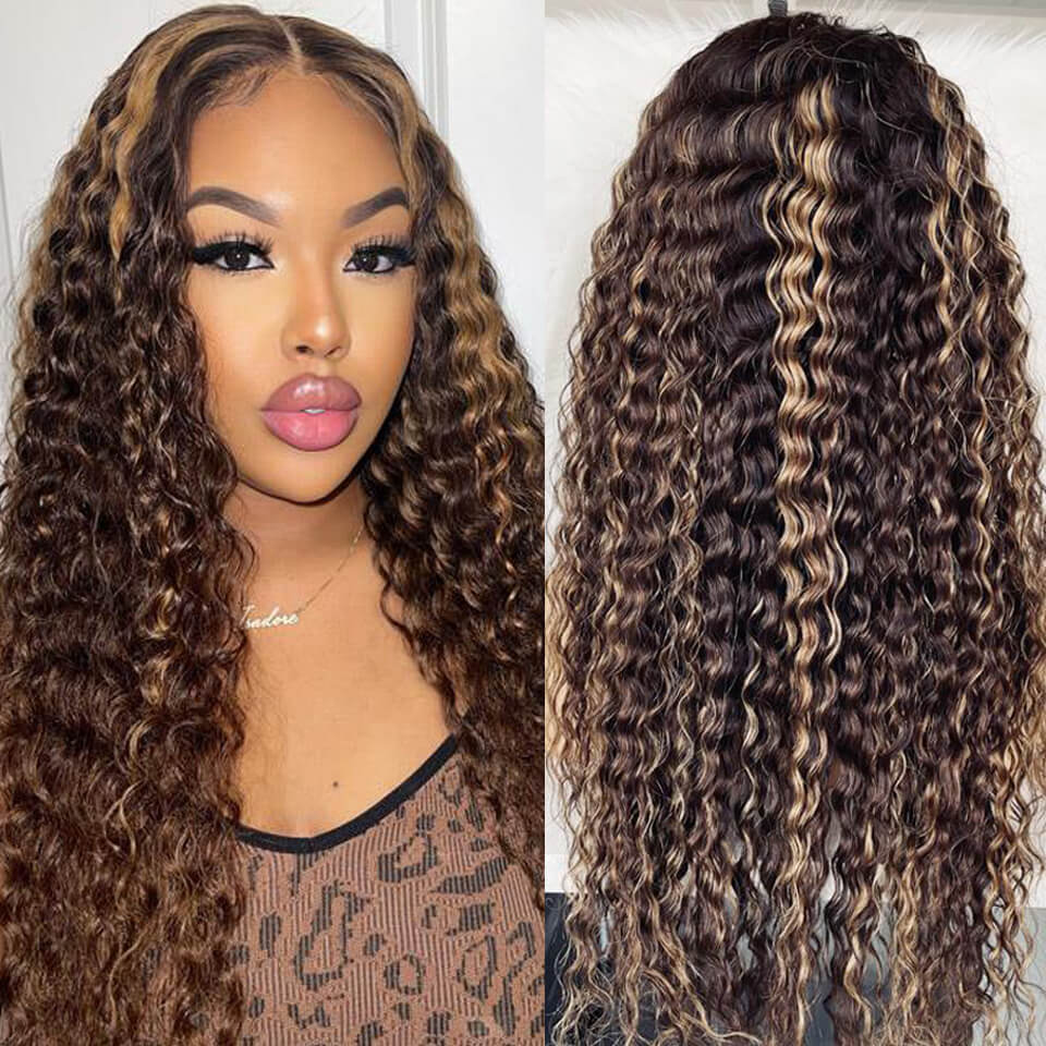 highlight curly human hair wig