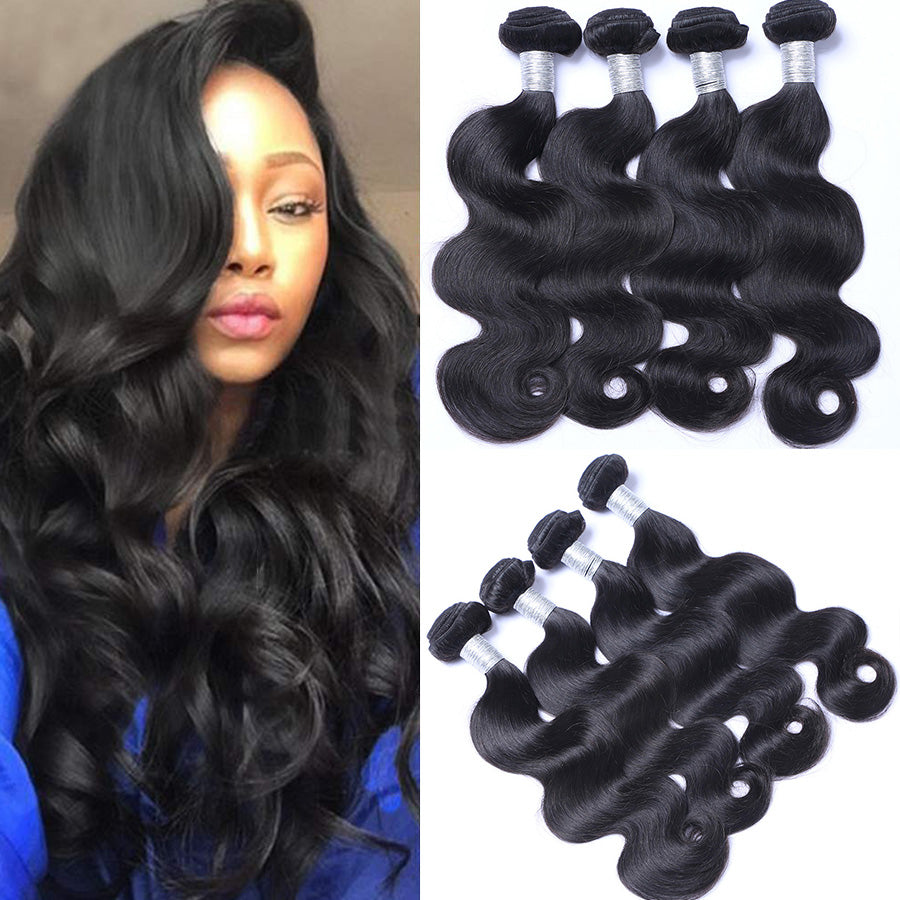 Body wave human hair bundles