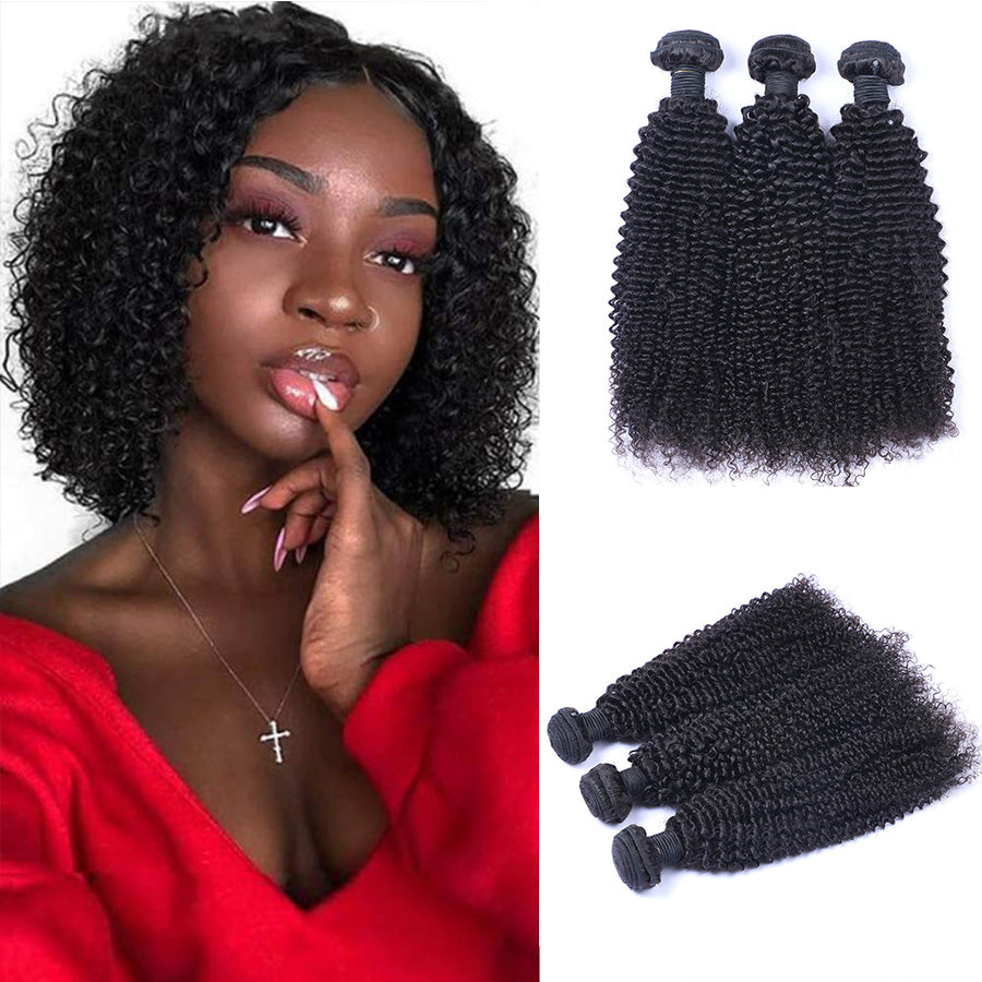 Kinky curly human hair weaves