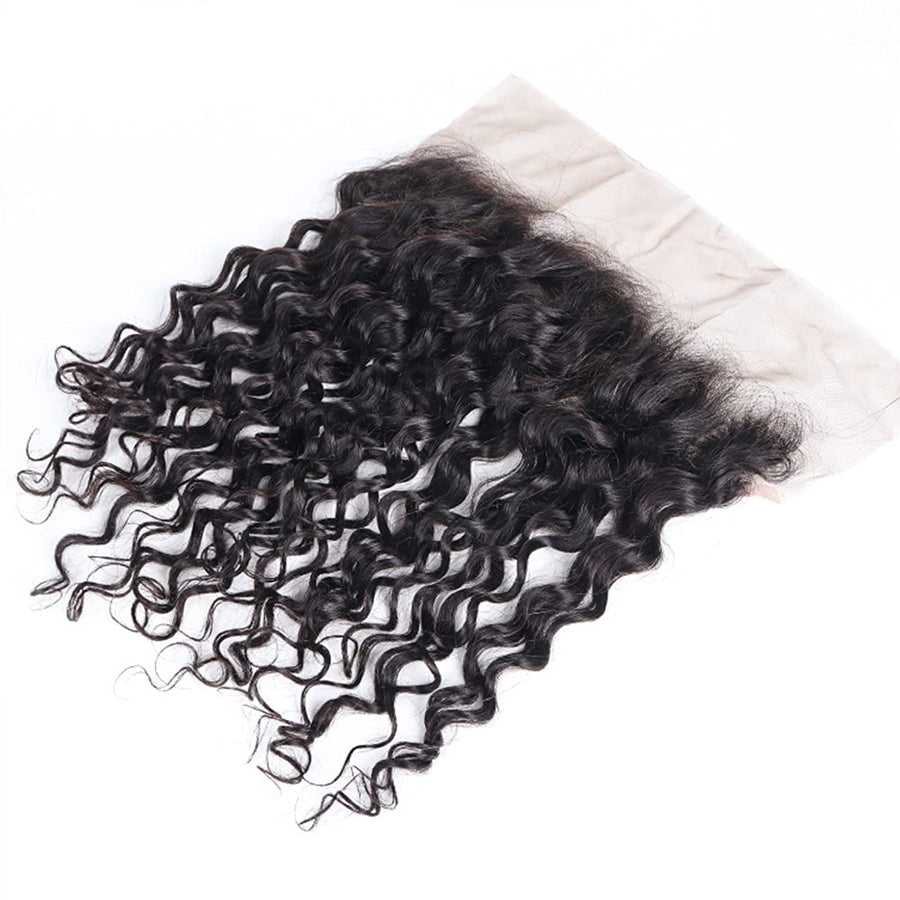 Transparent Lace Frontal Human Hair Water Wave 13x4 Wavy Hairpiece