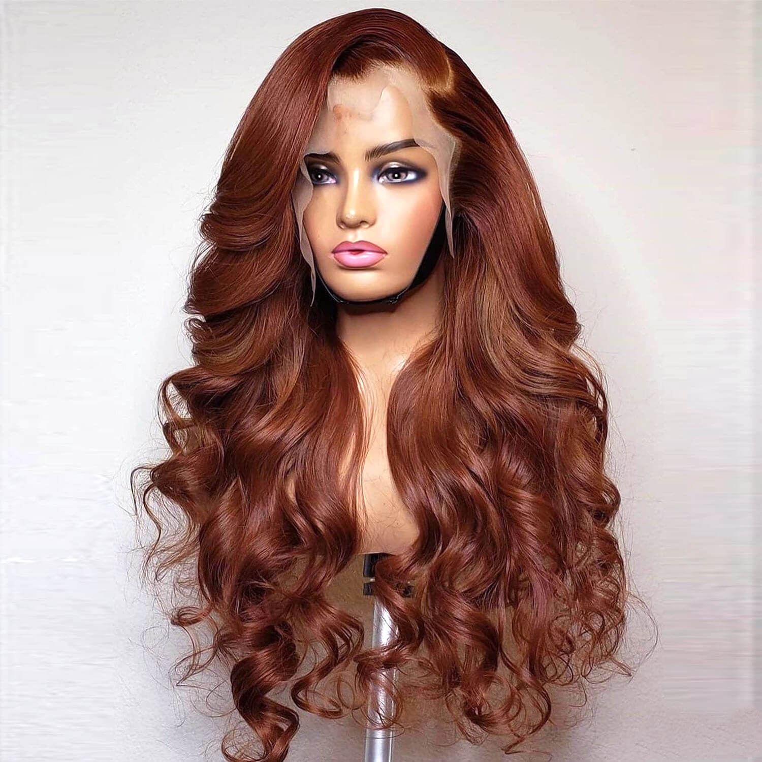 Red Brown Human Hair Lace Wig
