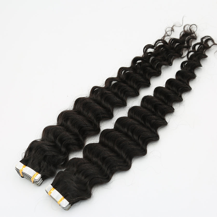 deep wave tape in hair extension