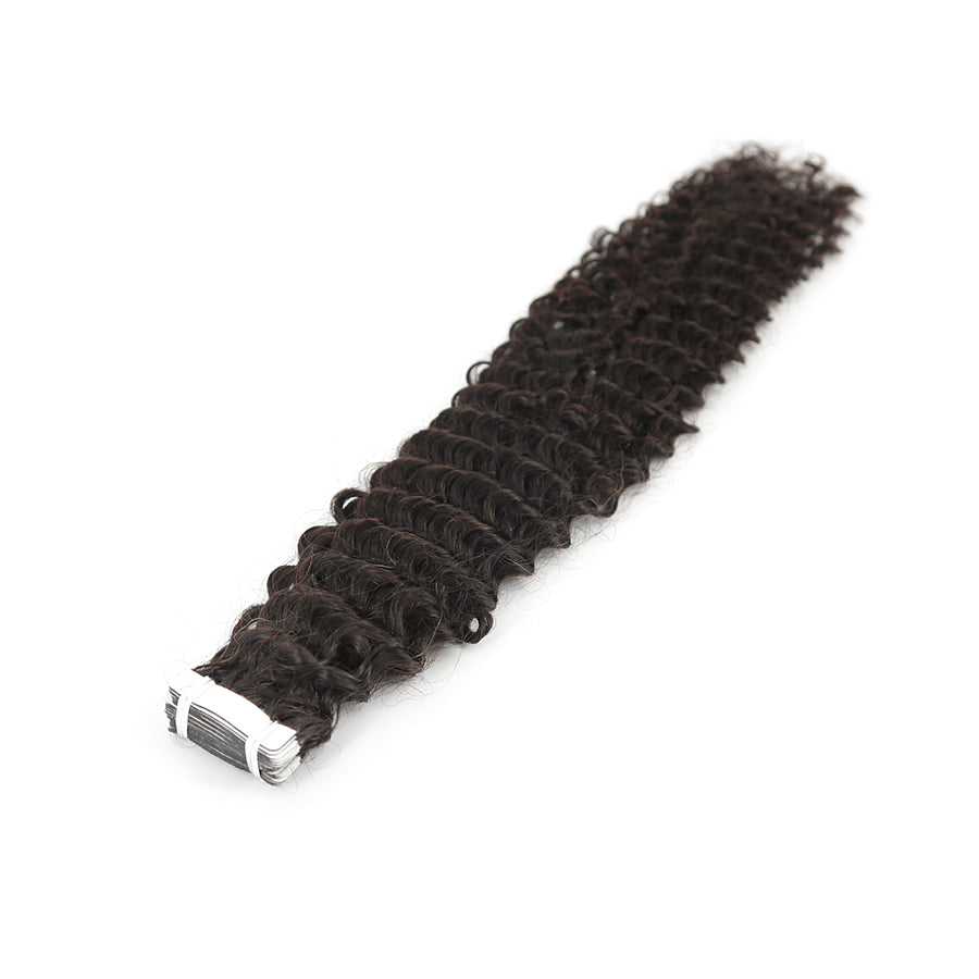 Kinky Curly Tape in Hair Extension 12-30inch Human Hair Pu Weft