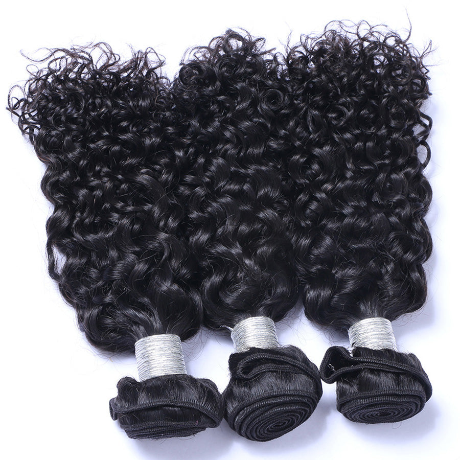 Curly human hair bundles