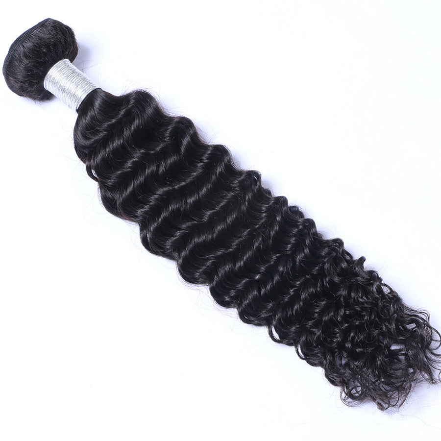 Black deep wave human hair bundle