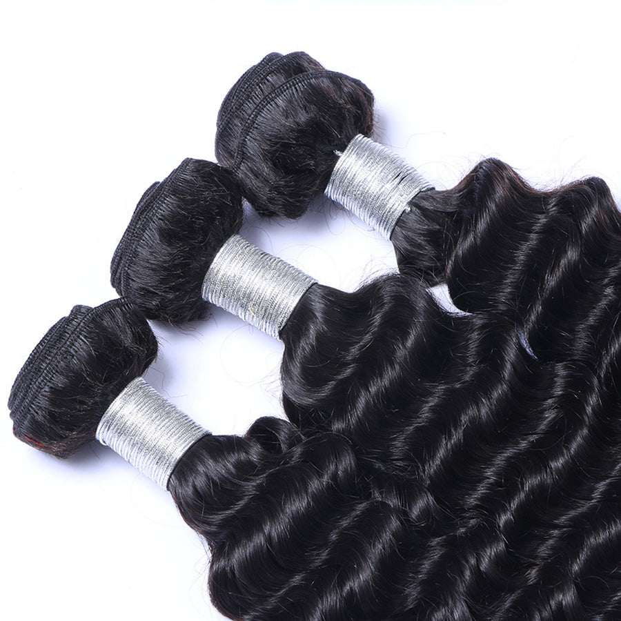 Deep wave human hair weaves