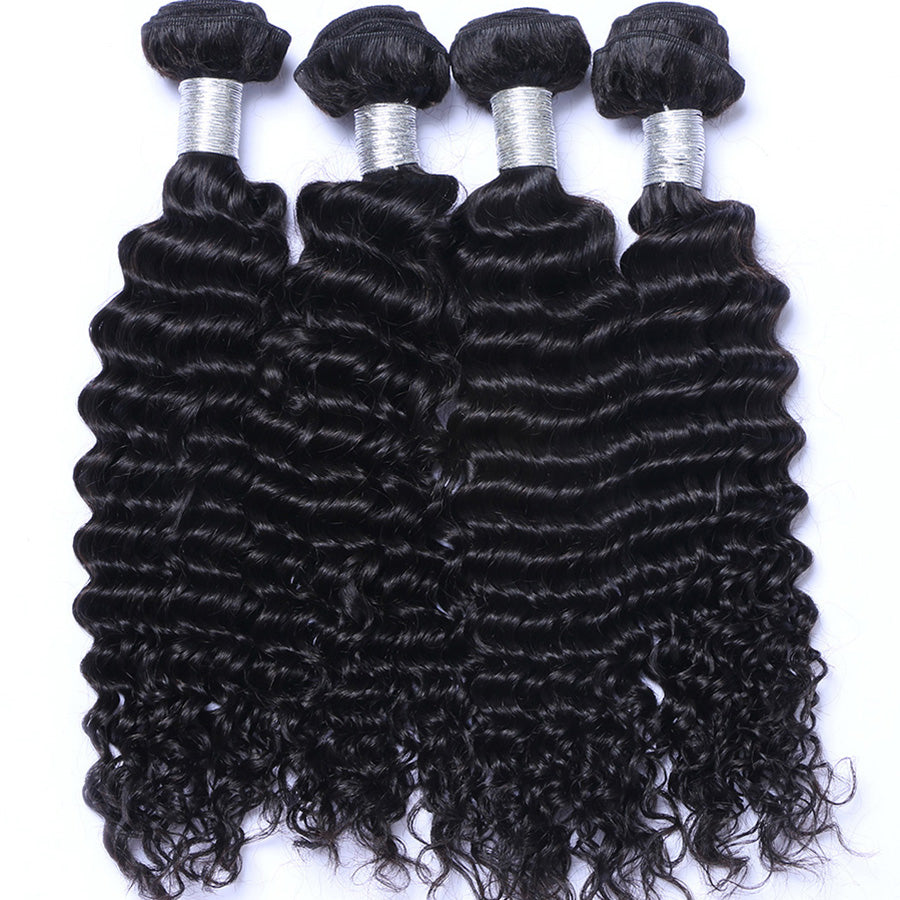 Black human hair deep wave bundles